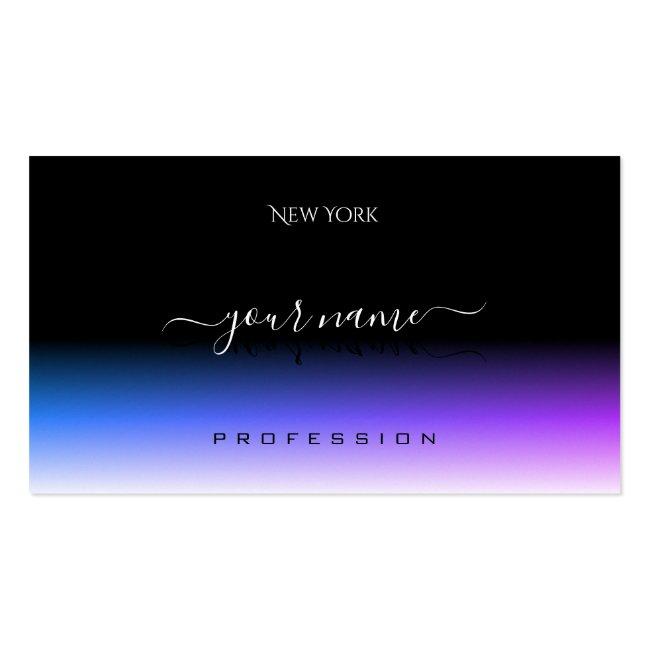 Stylish Black Blue And Purple Gradient Shadow Font Business Card