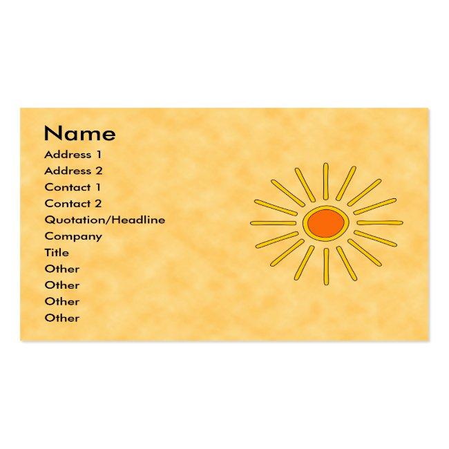 Summer Sun. Warm Yellow Colors. Business Card