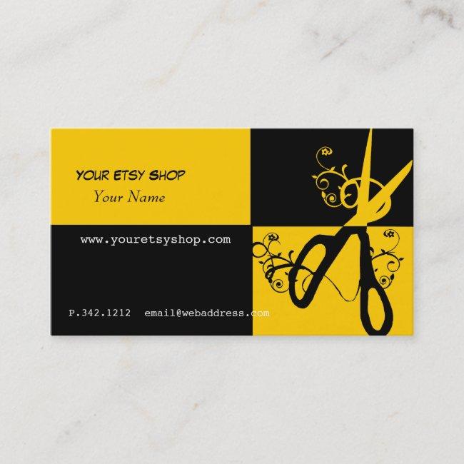 Swirly Bold Yellow Black Craft-artist Beautician Business Card