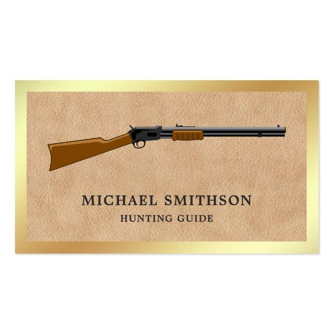 Tan Leather Shotgun Rifle Gun Shop Gunsmith Business Card