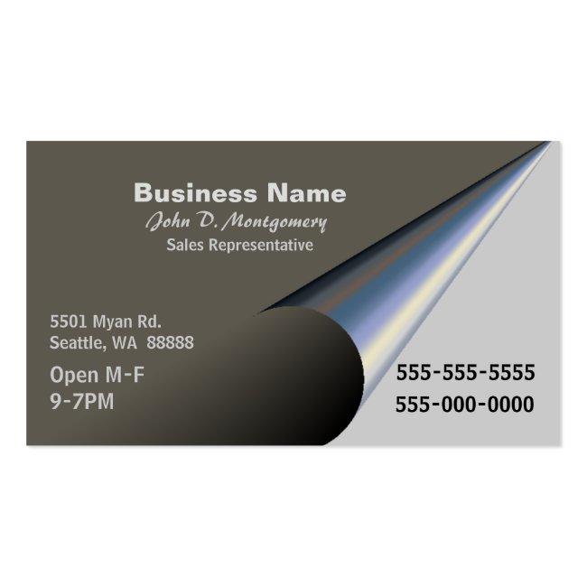 Taupe & Gray Metallic Look Custom Business Card
