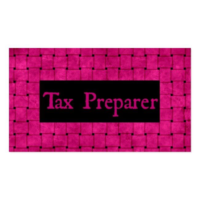 Tax Preparer Pink Woven Business Card