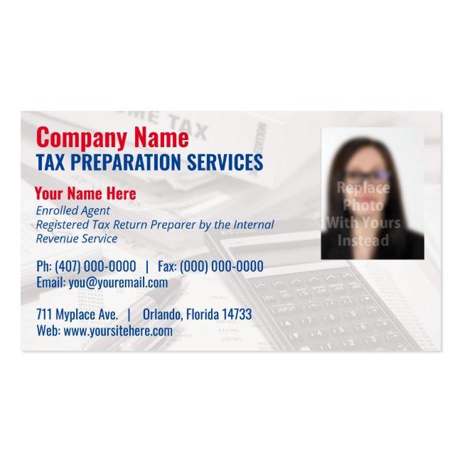 Tax Preparing (preparer) Photo Business Card