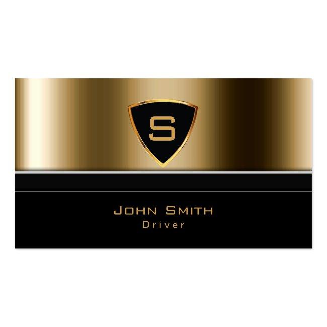 Taxi Service Luxury Gold Monogram Driver Business Card
