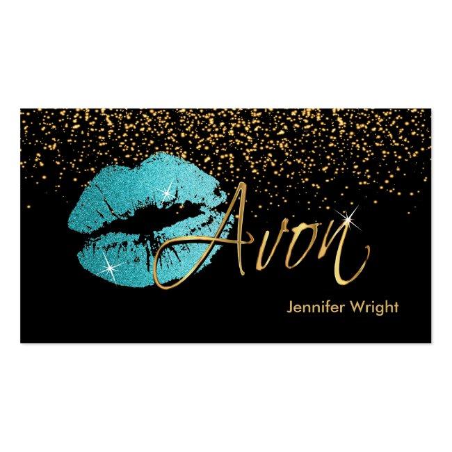 Teal Blue Lips - Avon Business Card