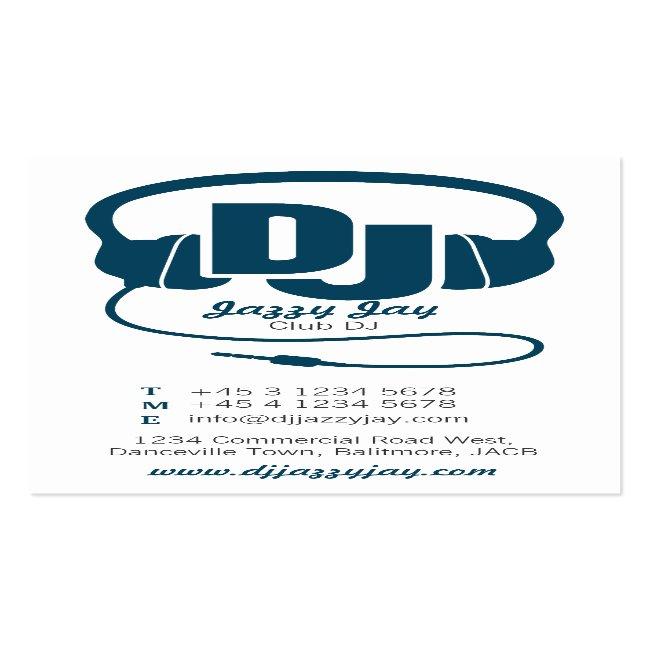Teal Blue & White Dj Promoter Business Card
