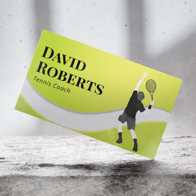 Tennis Coach Professional Sport Instructor Business Card