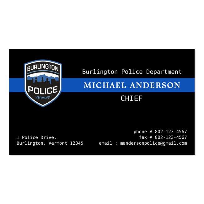 Thin Blue Line Law Enforcement Custom Logo Police  Business Card