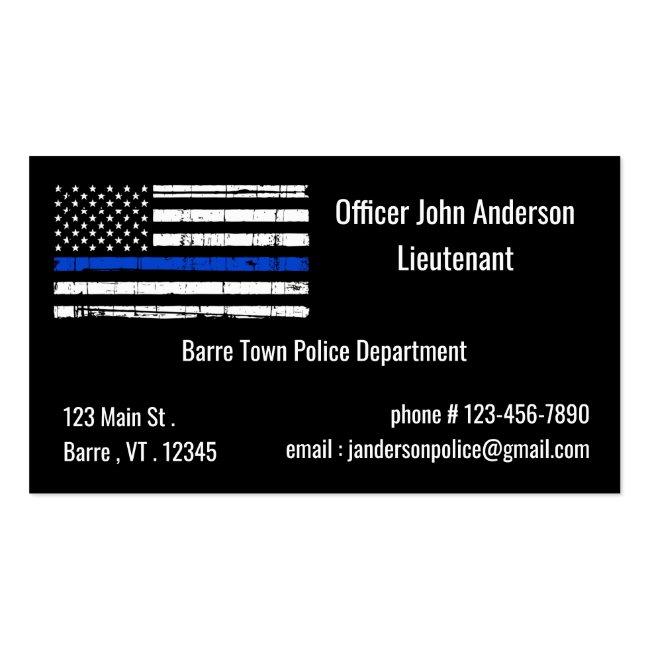 Thin Blue Line Law Enforcement Police Officer Business Card