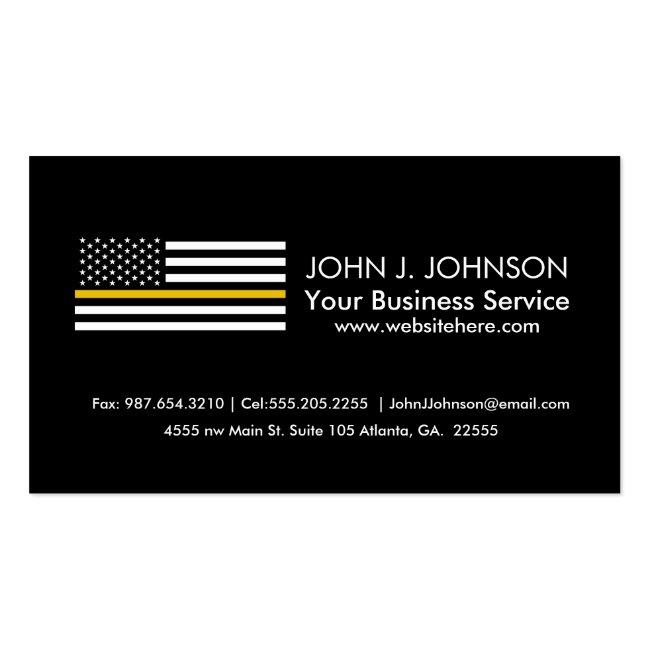 Thin Gold Line Dispatcher American Flag Business Card