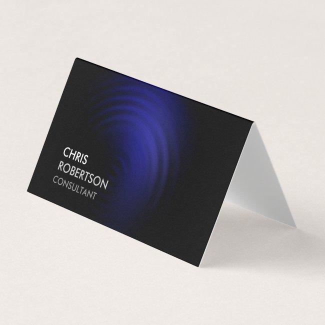 Trendy Black Blue Modern Minimalist Futuristic Business Card