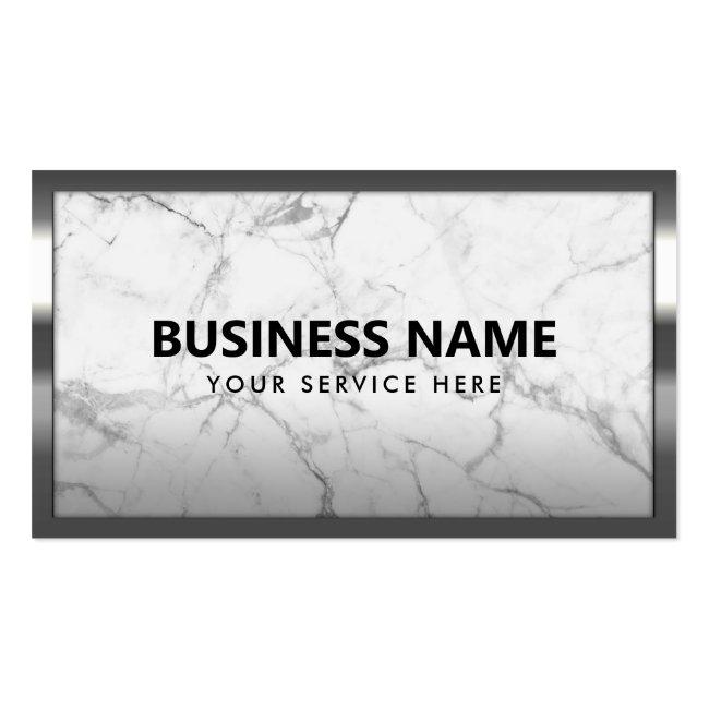 Trendy Marble Modern Metal Frame Professional Business Card