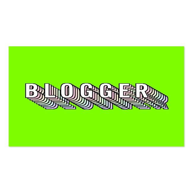 Trendy Neon Green 3d Typography Blogger Minimal Square Business Card