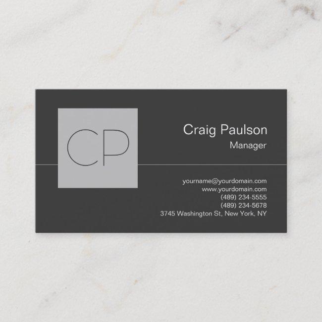 Trendy Silver Gray Chic Monogram Business Card