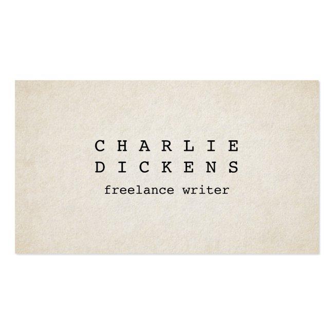 Typewriter Font Rough Old Paper Look Business Card