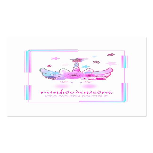 Unicorn Face With Glitter Stars Business Card