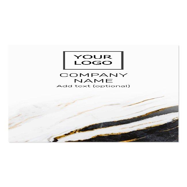 Unique Professional Marble Black & White Vertical Business Card