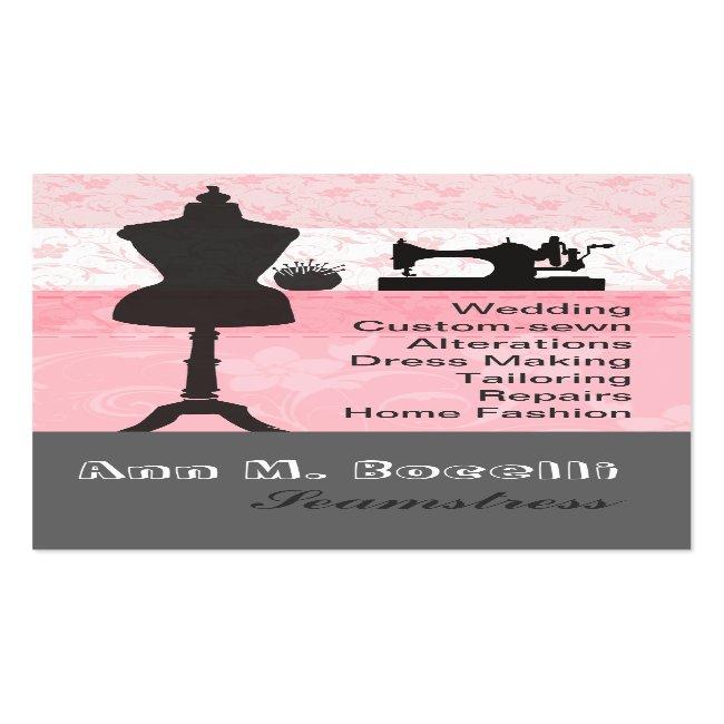 Vintage  Fashion Crafts Girly Pink Floral Sewing Business Card