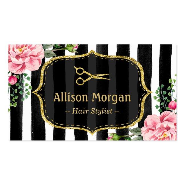 Vintage Floral Striped Hair Stylist Appointment