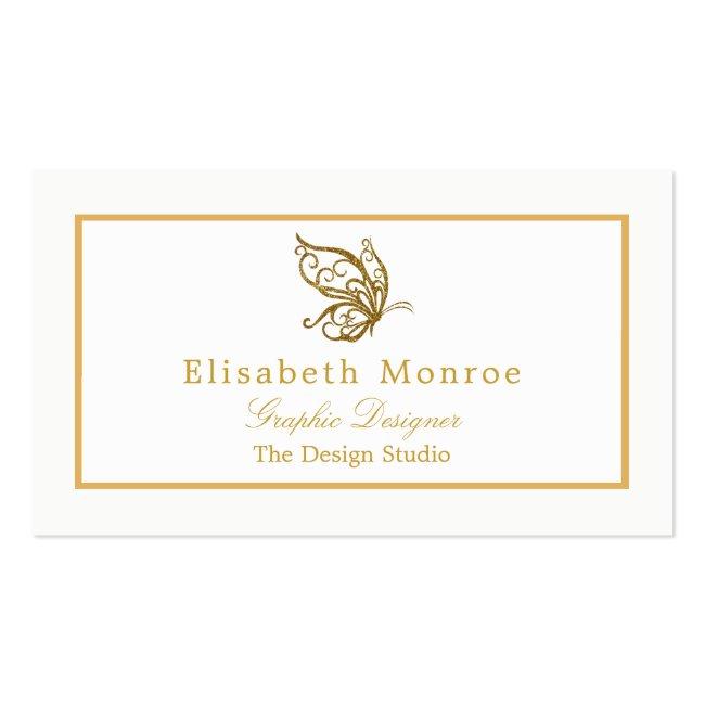 Vintage Gold Glitter Butterfly Business Card