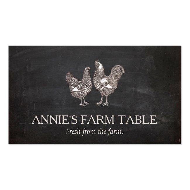 Vintage Hen And  Rooster Farm To Table Chef 2 Business Card