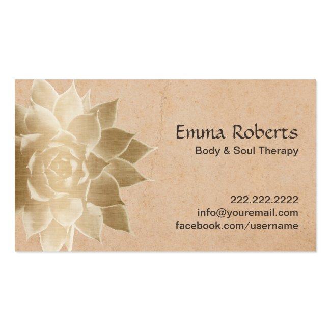 Vintage Massage Therapy Gold Lotus Business Card