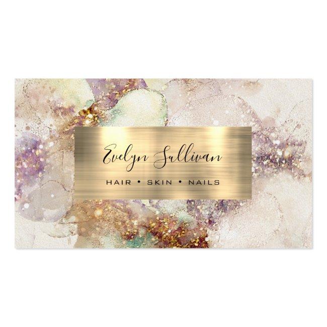 Watercolor And Gold Foil Business Card