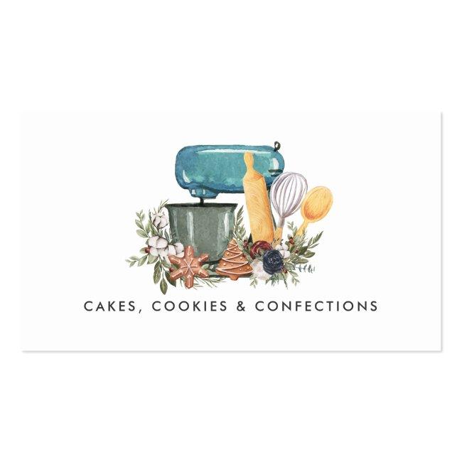 Watercolor Bakery Logo | Floral Business Card