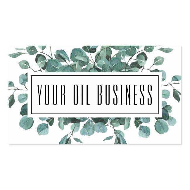 Watercolor Eucalyptus Branches Essential Oil Business Card