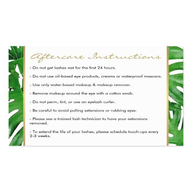 Watercolor Tropical Monstera Leaves Aftercare Card