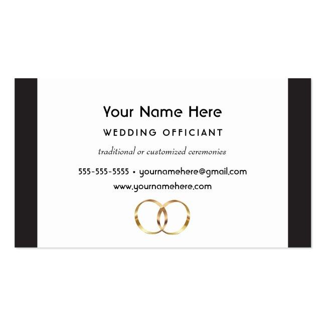 Wedding Officiant With Black Stripes And Rings Business Card