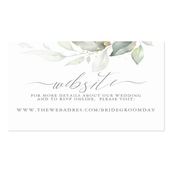 Wedding Website Gold Greenery Business Card