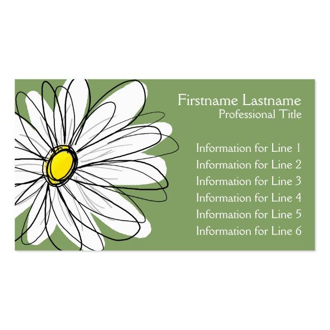 Whimsical Daisy - Yellow Green Business Card
