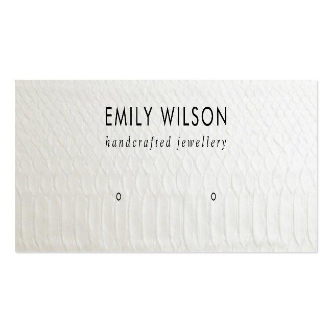 White Leather Texture Stud Earring Display Card