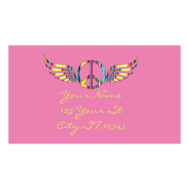 Winged Hippie Peace Symbol Thunder_cove Business Card