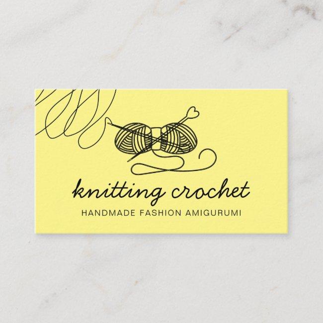Yellow Amigurumi Handmade Yarn Knit Crochet Business Card
