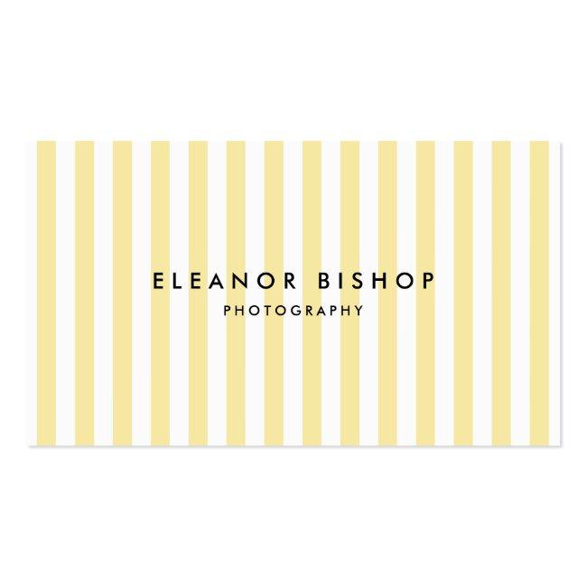 Yellow And White Pinstripes Pattern Modern Business Card