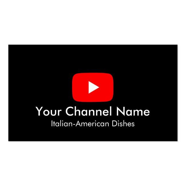 Youtube Vlogger Channel With Qr Code Black Business Card