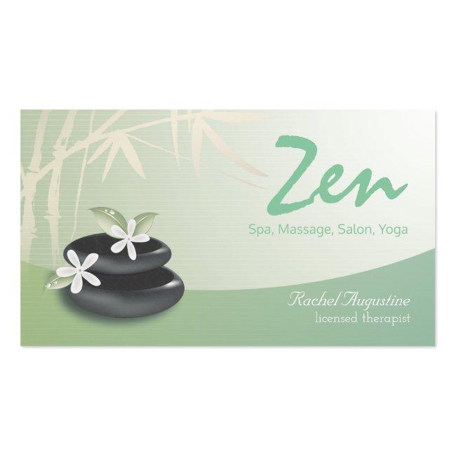 Zen Stone Bamboo Yoga Spa Massage Beauty Salon Business Card