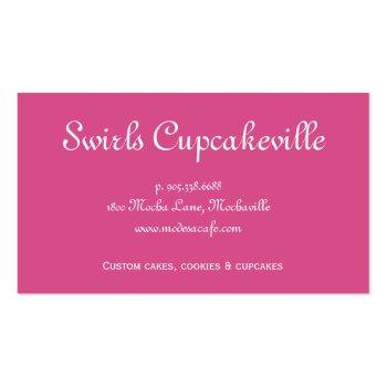 Small 232 Cupcake Business Card Floral Damask Pink Back View