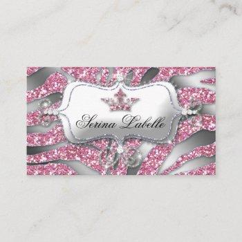 232 sparkle jewelry business card zebra crown pink