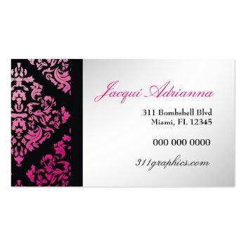 Small 311-bombshell Silhouette Zebra - Luxuriously Pink Business Card Back View