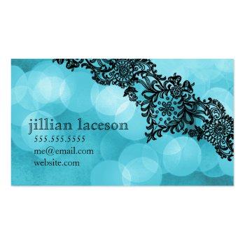 Small 311 Dream In Leopard & Lace Aqua Pearl Paper Business Card Back View