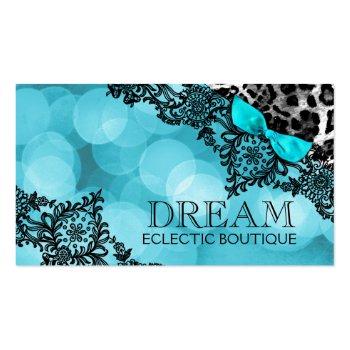 Small 311 Dream In Leopard & Lace Aqua Pearl Paper Business Card Front View