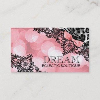311 dream in light leopard & lace sweet pink pearl business card