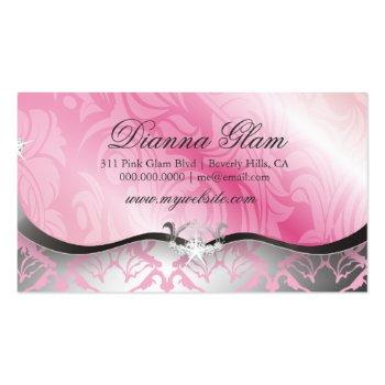 Small 311-lavish Pink Plater & Damask Shimmer Posh Pink Business Card Back View