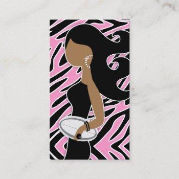 311 rugby fashionista bling pink zebra business card