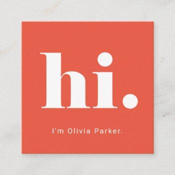 a simple hello | bold and modern typography square business card