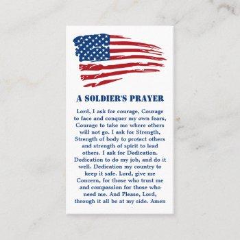 a soldiers prayer military patriotic american flag business card