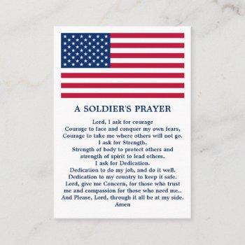 a soldier's prayer usa american flag military business card